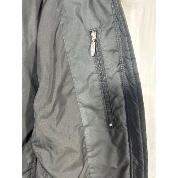 Eddie Bauer Puffer Coat Small Black Goose Down Faux Fur Lined Hood Long Length - Picture 8 of 16